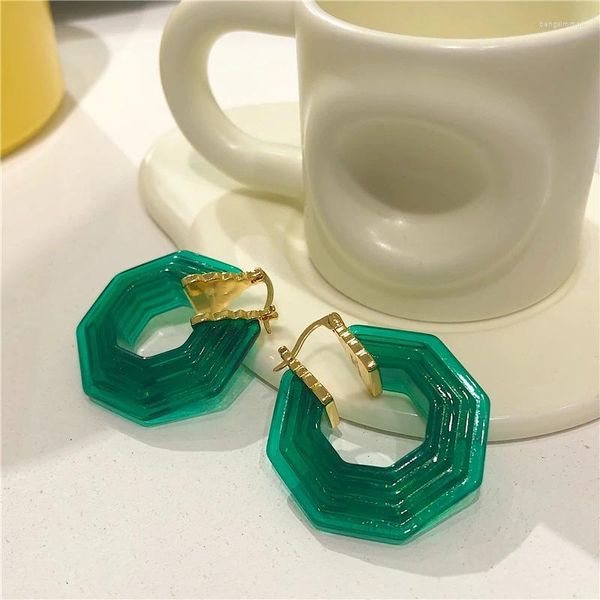 Pendientes colgantes de pasarela europea, famosa marca de diseñador, geométrico, acrílico, transparente, verde, joyería para mujer, bisutería, tendencia gótica bohemia