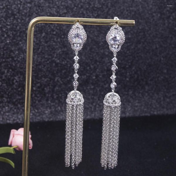 Boucles d'oreilles pendantes européenne à la mode Banquet robe de mariée longue exagérée lanterne frange Fine pour les femmes