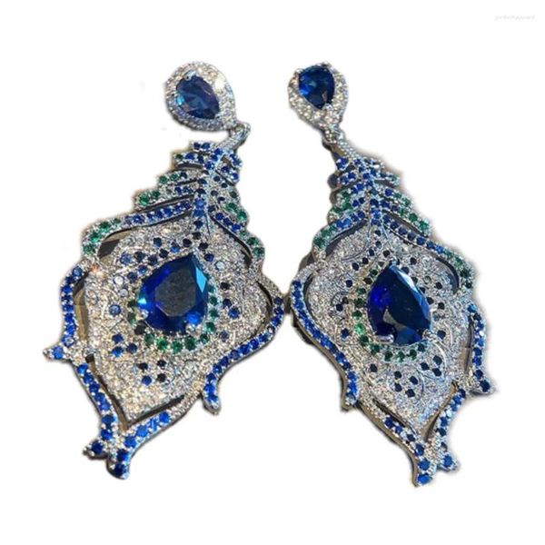 Boucles d'oreilles pendantes EVACANDIS cristal bleu vert fait à la main pierre précieuse plaquée or goutte pour femmes déclaration de mariage pierre de naissance Zircon