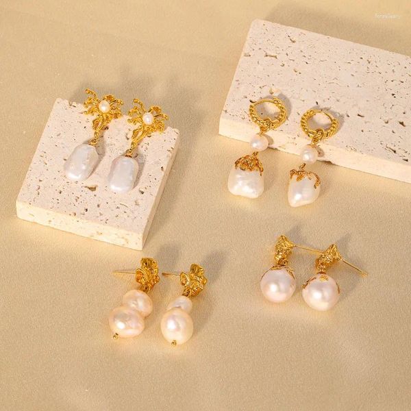 Pendientes colgantes EVACANDIS perla barroca Natural para mujer Vintage elegante conjunto de accesorios de joyería grande de alta calidad