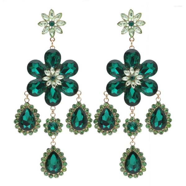 Boucles d'oreilles en verrous exagérer le luxe grand verre de boucle d'oreille hyperbole longue hingestone feuille boho femme brinco de mariage bijoux de mariage Noël