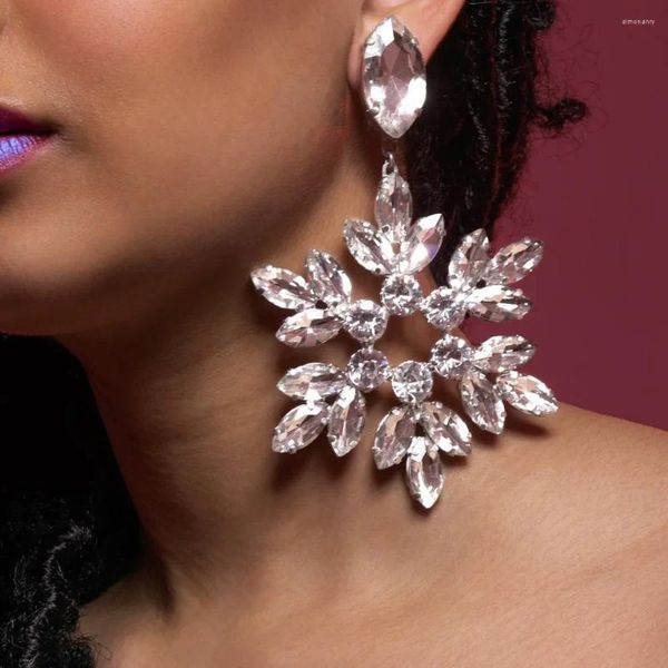 Boucles d'oreilles pendantes pour femmes, Design exagéré, grand flocon de neige, bijoux de noël, strass géométrique à la mode