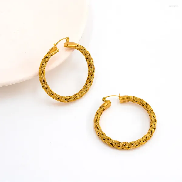 Pendientes colgantes de malla de gran tamaño para mujeres joyas de oro vintage accesorios de acero inoxidable de alta calidad regalo YS384