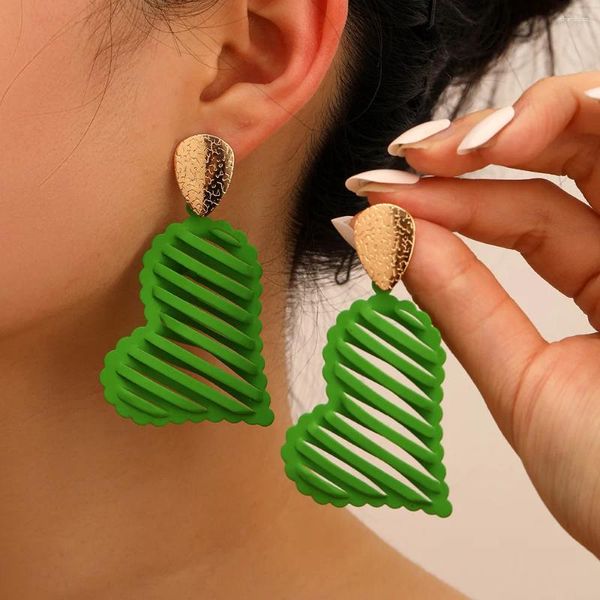 Boucles d'oreilles pendantes, personnalité exagérée, créativité plus amoureuse, mode Vintage, gouttes ajourées, peintes en vert