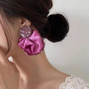 Boucles d'oreilles pendantes avec pompon violet exagéré pour femmes, pendentif de fête en Club, de mariage, bijoux pour femmes, 2024