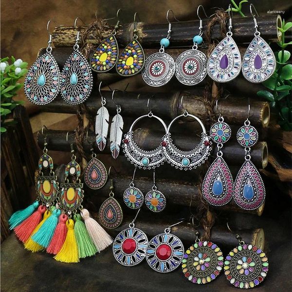 Exknl – boucles d'oreilles pendantes à longues franges, fleur pour femmes, fête ethnique Vintage colorée, gros pompon, bijoux, accessoires de mode