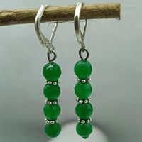 Boucles d'Oreilles Pendantes Vert Exquis 6mm Jade à Facettes Perles Rondes Boutique 2023 Mode Femme