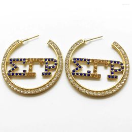 Dangle Oorbellen Prachtige Grote Letters SIGMA GAMMA RHO Ronde Metalen Sorority Society Strass Sieraden Eardrop