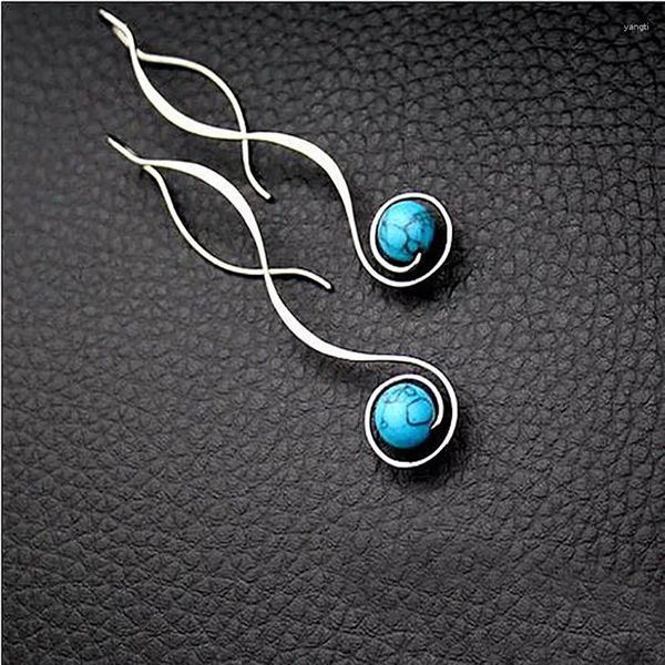 Boucles d'oreilles pendantes rétro en pierre verte, ensemble de breloques à la mode pour filles, Semi-gemme élégante, bijoux de fête de Cocktail pour dames