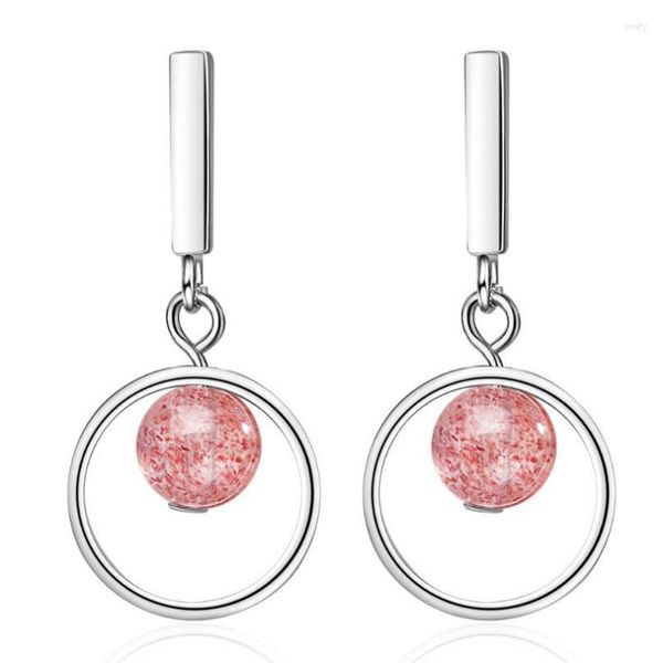 Pendientes colgantes exquisito cristal de fresa redondo para mujer joyería de tendencia regalo de fiesta Brincos SAE119