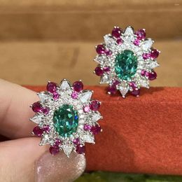 Dange oorbellen PLISTIE 925 Zilver voor vrouwen Fashion Vintage Lab Emerald Oor Stud Dazzling Moissanite Earring Fijne sieraden