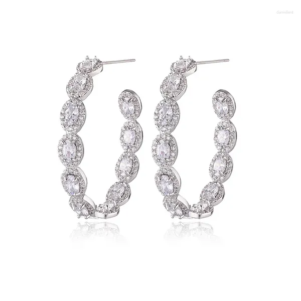 Boucles d'oreilles pendantes en Zircon cubique, grand cerceau pour femmes, mariage, dubaï, cercle carré, Promotion de luxe, 2023