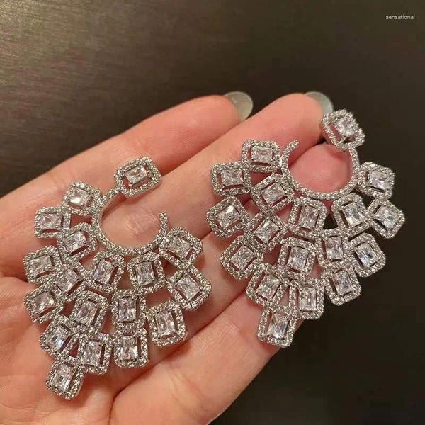 Pendientes colgantes EYER de lujo a la moda Vintage completo Cz Zircon Premium hermoso geométrico grande para mujeres vestido de fiesta de compromiso joyería