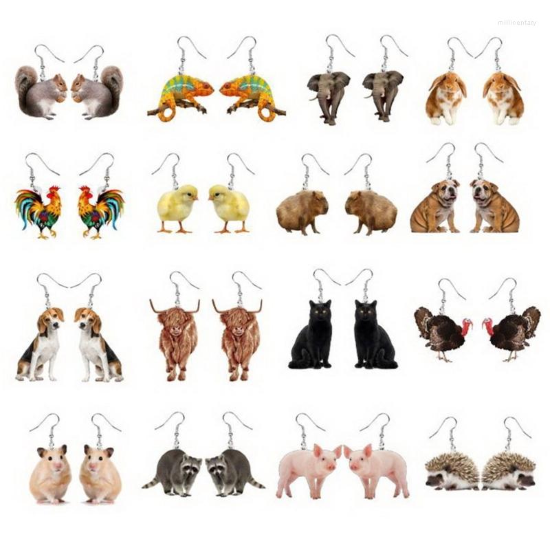 Baumelnde Ohrringe F19D Exquisiter Tierdrache Acryl Niedlicher Labrador-Hund Entzückender cooler Ohrring Mädchen Lustiger Schmuck