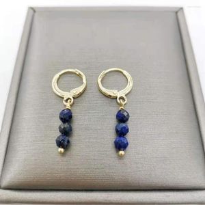 Dangle Oorbellen Facet Lapis Lazuli Bar Edelstenen Eenvoudige Hangers Bedels 14K Gold Filled Vrouwen Vintage Sieraden Elegante Boho