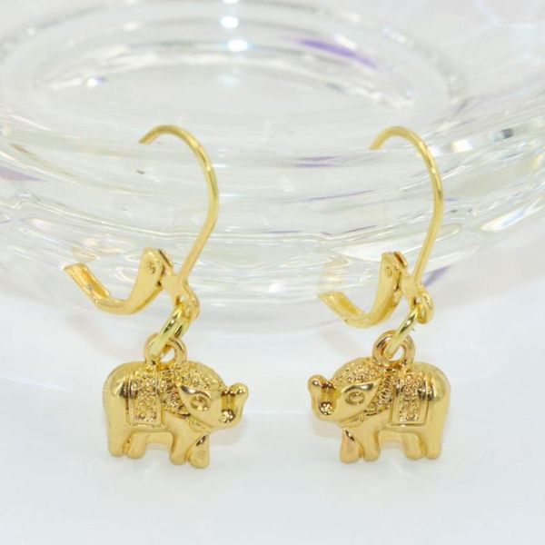 Pendientes colgantes Outlet de fábrica encantos de estilo étnico de lujo color dorado 8 11mm elefante gota regalos de fiesta joyería encantadora B2664