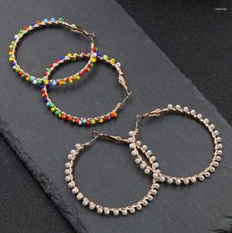 Boucles d'oreilles pendantes en alliage de Zinc pour femmes, bijoux avec perles de rocaille, une paire de grande taille en forme de C 5.5cm Y1543