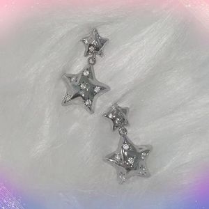 Boucles d'oreilles pendantes fée Grunge millénaire Style bijoux esthétique brillant Ziron étoile pour femmes Harajuku mode Y2k accessoires