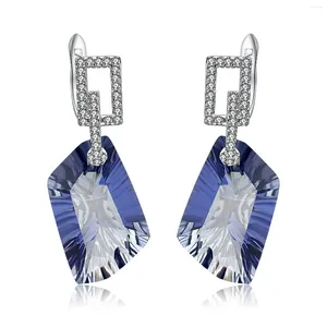 Boucles d'oreilles en peluche de fantaisie Cut Iolite Blue Mystic Quartz Gemstone Drop 925 Sterling Silverjewelry Big Women Unique
