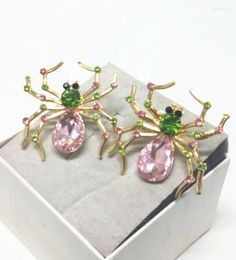 Boucles d'oreilles FARLENA bijoux couleur or araignée goutte incrustation avec Zircon multicolore pour les femmes mode cristal mariée