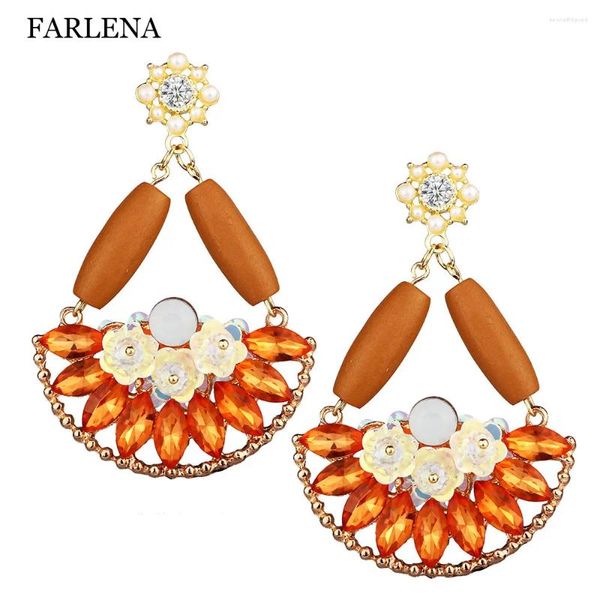 Boucles d'oreilles en peluche farlena bijoux à la main cristal à la main pour les femmes drop en bois vintage