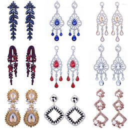 Pendientes colgantes Farlena Joyas de boda Full Crystal Rhinestone Drop for Women Fashion Fiesta de novia Long Long