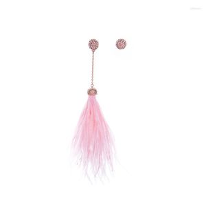 Dange oorbellen mode 2022 Lange asymmetrische pinkblack veer voor vrouwen drop earring festival cadeau