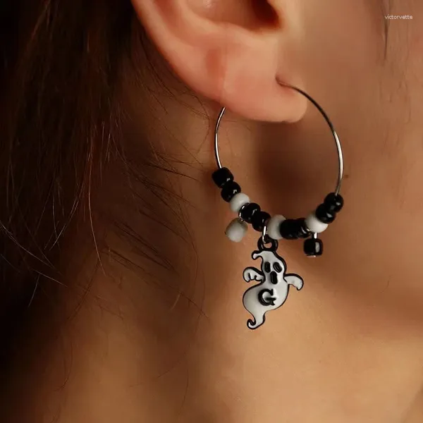 Boucles d'oreilles en peluche mode 4 paies / set Halloween Series Bat Drop Bringle Rice Bijoux en alliage en plastique perlé pour les festivals des femmes