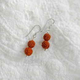 Boucles d'oreilles pendantes tendance 6 mm marron naturel rond Rudraksha perle argent cadeaux de vacances eau douce Saint-Valentin oreille Stud Thanksgiving