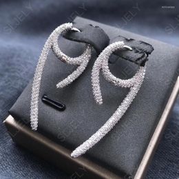 Pendientes colgantes de plata de ley 925 para mujer, serie Divind repleto de circonita, aro en espiral trenzado, joyería de marca de octubre