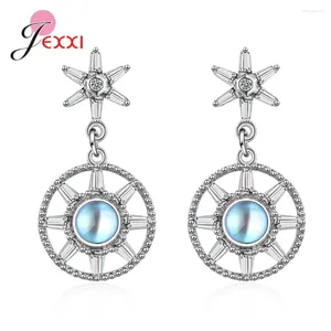 Pendientes colgantes Fashion 925 Sterling Silver Round Flower Drop For Women Girls Top Sale Temperament Cúconia Cobre Dangler