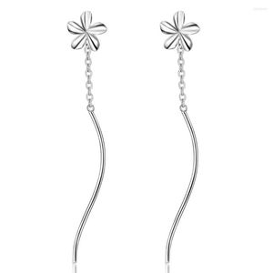 Pendientes colgantes moda 925 Plata de Ley borla flor gota para mujer níquel regalo de boda joyería Brincos Pendientes Eh899