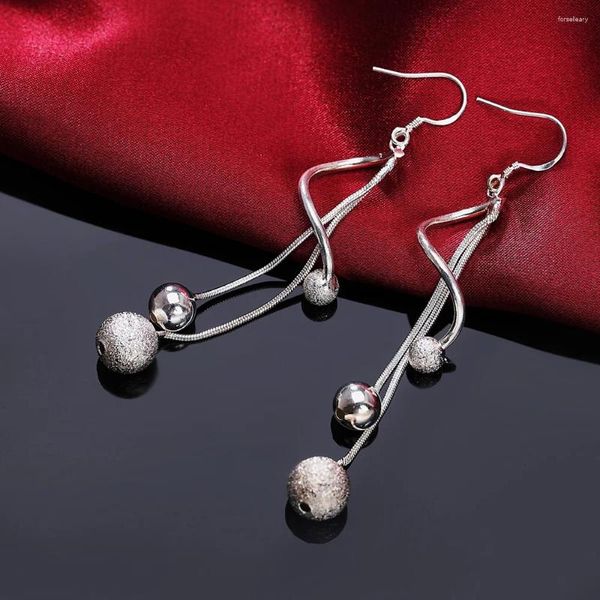 Boucles d'oreilles pendantes en argent Sterling 925, perles suspendues à l'eau qui coule, breloque pour fille, bijoux cadeau