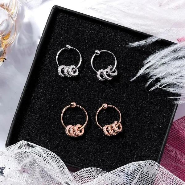 Boucles d'oreilles en peluche fashion small bijoux 2 couleurs cristal de l'Autrichien 925 Silver Needle Geométrique Inlaid Zircon Taille Circle