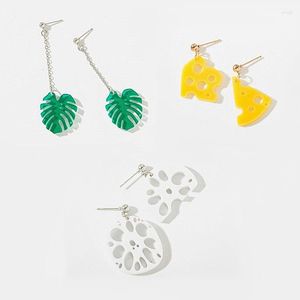 Dangle Oorbellen Mode Acryl Grote Bladeren Kaas Witte Lotus Wortel Asymmetrische Creatieve Cartoon Meisjes Sieraden