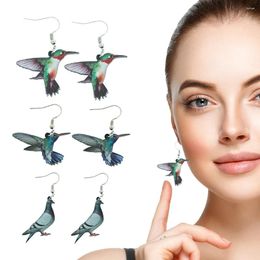 Boucles d'oreilles en peluche fashion oiseau acrylique pour femmes fille mignon colibri pigeon animal volant drop drague nouveauté bijoux cadeau