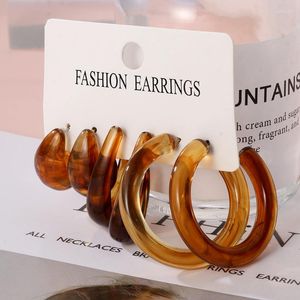 Boucles d'oreilles pendantes mode acrylique marron cerceau ensembles pour femmes filles résine ronde Brincos 2022 tendance accessoires bijoux