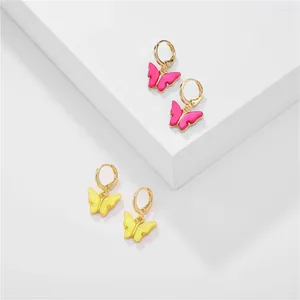 Boucles d'oreilles pendantes en forme de papillon en acrylique, petites boucles d'oreilles fraîches et douces pour femmes, cadeaux mignons