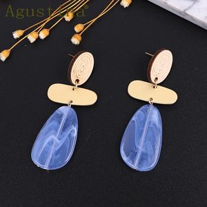 Boucles d'oreilles pendantes mode acrylique pour femmes acide acétique Boho géométrique longue goutte boucles d'oreilles métal bois boucle d'oreille déclaration bijoux