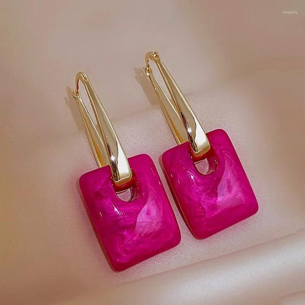 Boucles d'oreilles pendantes en acrylique, sac à main géométrique, boucle d'oreille, Europe et amérique, rétro, Niche, tempérament exagéré