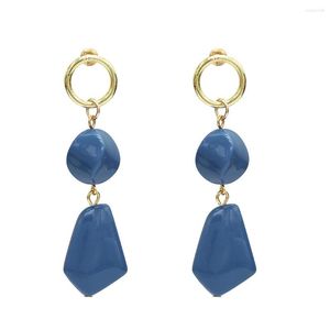 Boucles d'oreilles pendantes en acrylique, pendentif géométrique irrégulier pour femmes, bijoux en pierres précieuses jaunes, roses et bleues pour fête de mariage