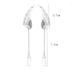 Dange oorbellen Fashion Angel Wing Crystal Drop Ear Stud Clip For Women Accessoire Alloy Set edelsteen ornament Tassel Jewelry