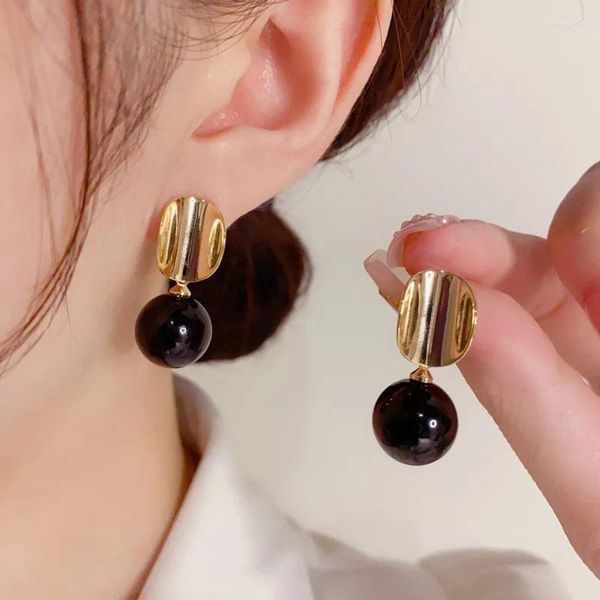 Boucles d'oreilles pendantes en Arc métallique noir pour femmes, bijoux d'automne et d'hiver, vente en gros