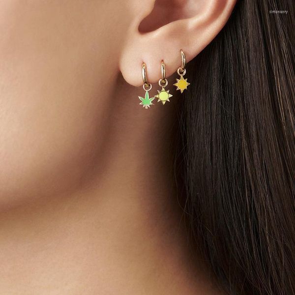 Pendientes colgantes moda bohemio Color dorado pequeña estrella Luna gota pendiente mascota adornos para mujeres accesorios al por mayor