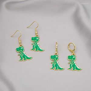 Boucles d'oreilles pendantes en résine de haute qualité, dessin animé drôle d'étudiant dinosaure femme verte mignon cadeaux d'anniversaire pour enfants