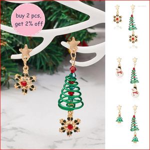 Boucles d'oreilles en peluche de mode Christmas mignon Trendy Tree Snowman Snowflake Asymetrical Pendant Jewelry Girl Year Gift