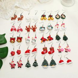 Dangle Oorbellen Mode Kerst Oorbel Creatieve Simulatie Kerstman Elanden Sneeuwvlok Mooi Voor Vrouwen Sieraden Feestaccessoires