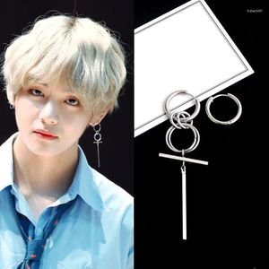 Boucles d'oreilles pendantes pour hommes, cercle à la mode, Style Punk géométrique coréen Bang Boys Kpop, bijoux cadeaux pour fans 2024