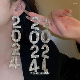 Boucles d'oreilles en peluche de mode classique Rhinestone Digital 2024 Pendant les bijoux de femmes longues personnalisées en cristal brillant personnalisé