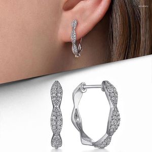 Boucles d'oreilles pendantes pour femmes, cerceau contracté, couleur argent, cristal, zircone cubique, bijoux polyvalents exquis pour filles